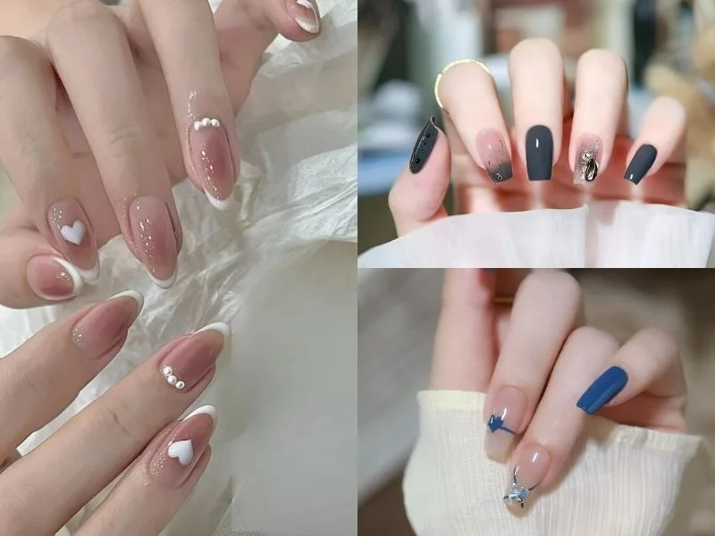 Bạn có thể các mẫu sơn gel đẹp với form nail ngắn hoặc dài để phù hợp với gu của bản thân (Nguồn: Abbie Nail, Little Nails, T Nails Room)
