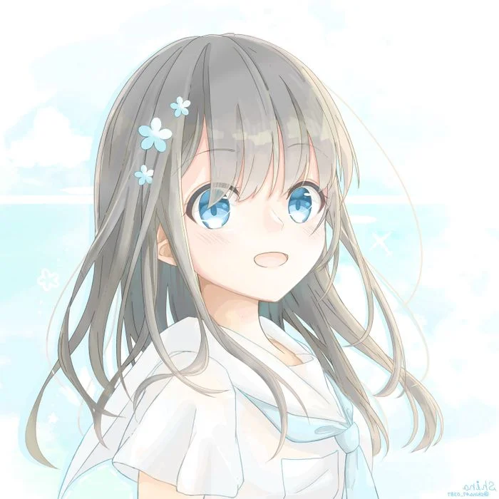 Hình nền iPad cute cô gái anime tóc dài