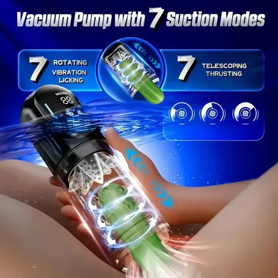 Máy thủ dâm nam tự động 7 Máy rung xoay thụt với chức năng hút, cốc thủ dâm có bơm dương vật, đồ chơi người lớn - Trung Quốc Đồ chơi tình
