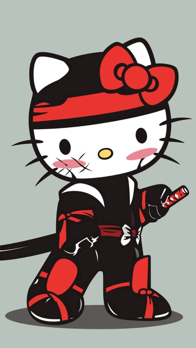 Hình nền hello kitty ninja chiến binh dễ thương