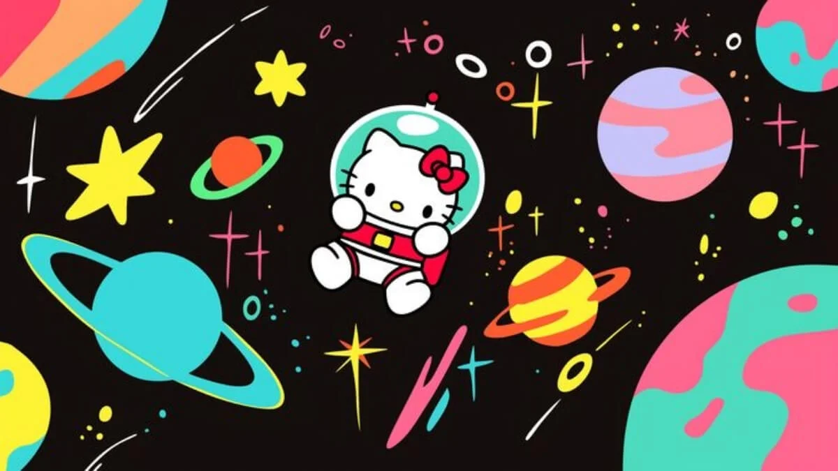 hình nền hello kitty phi hành gia vũ trụ