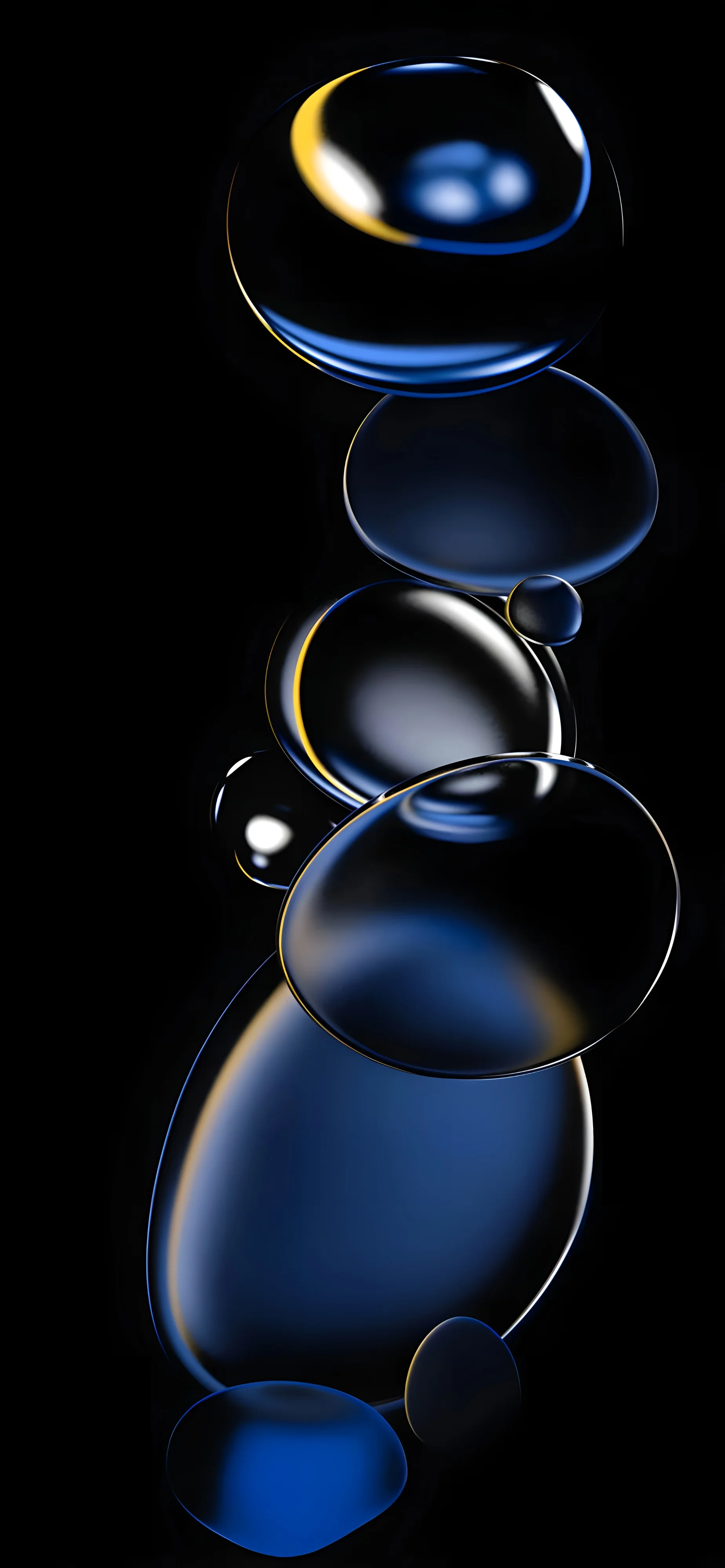 Hình Nền iOS Bong Bóng Chất Lỏng Xanh Đậm 4K | 1848x3996 | Wallpaper Alchemy
