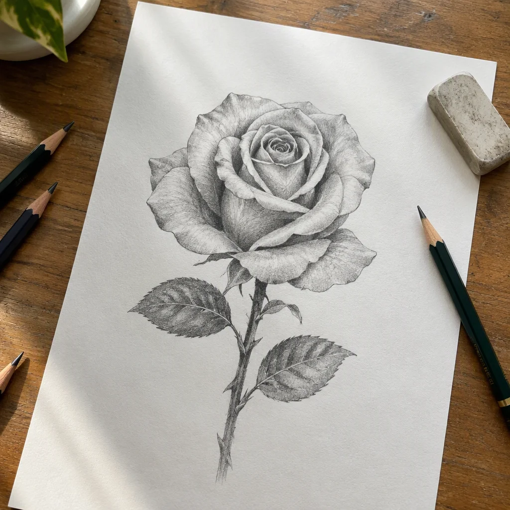 Mẫu vẽ hoa hồng thứ 15