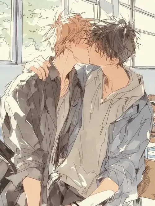 Hình ảnh minh họa anime về một cặp đôi nam, phong cách nghệ thuật sẽ gầy không