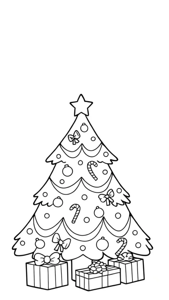 tranh tô màu cây thông Noel trang trí