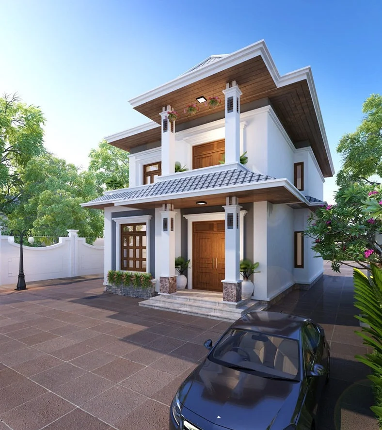 Mẫu nhà 2 tầng mái thái hiện đại