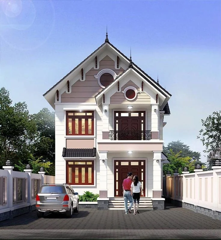 Mẫu nhà ống 2 tầng mái thái đẹp