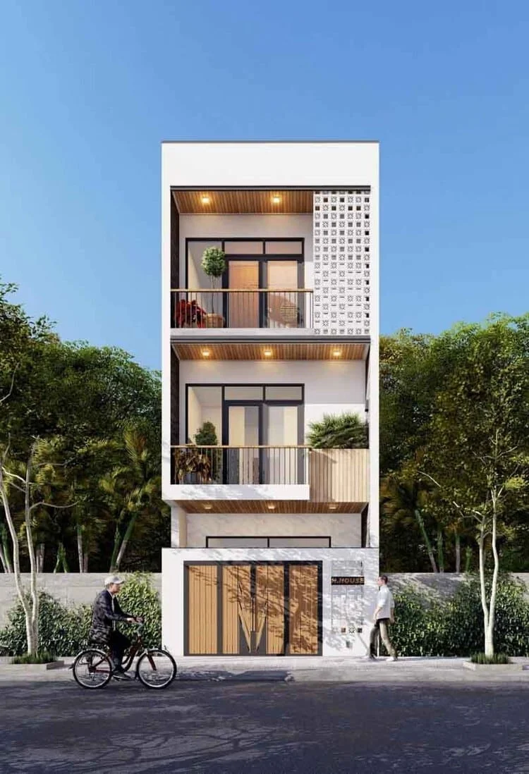 Mẫu nhà ba tầng đẹp, hiện đại với thiết kế đơn giản