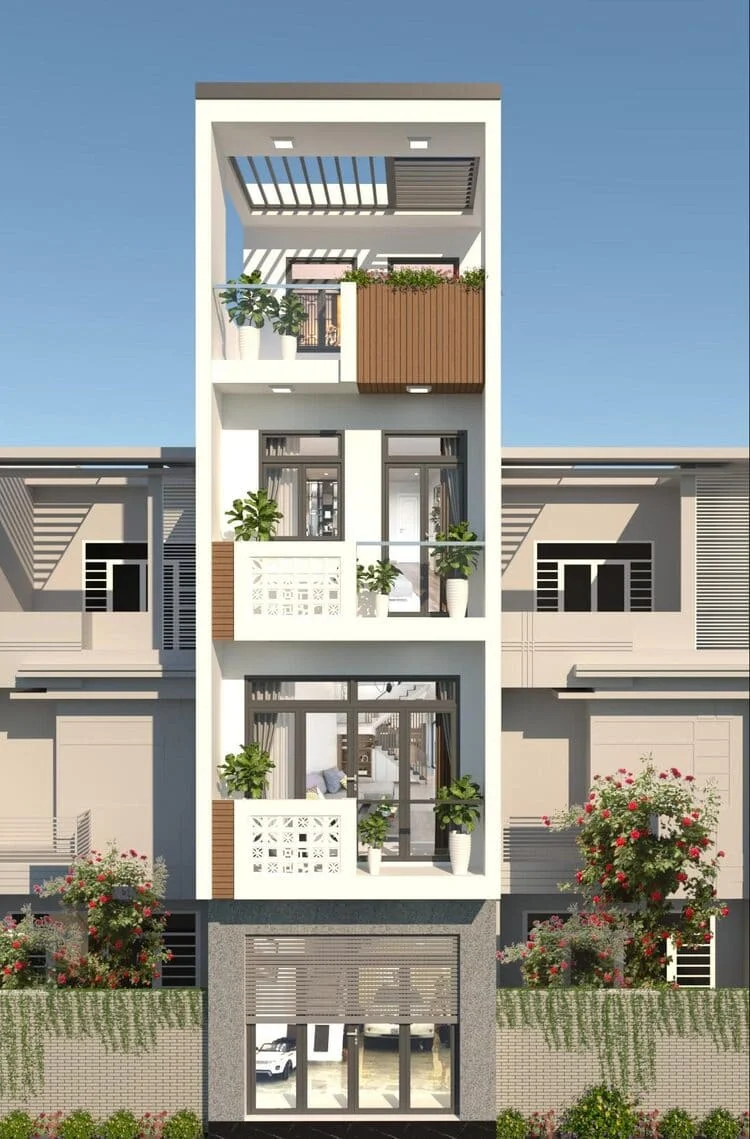 Mẫu nhà bốn tầng hiện đại, sang trọng