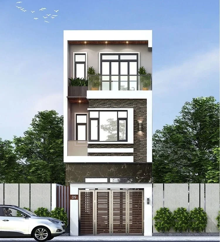 Mẫu nhà ba tầng đẹp, hiện đại với thiết kế mái bằng