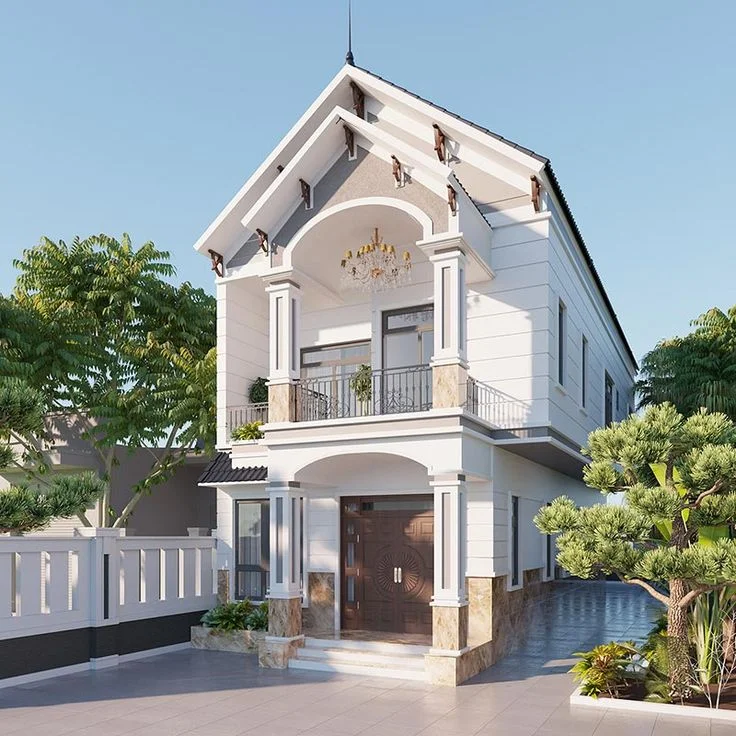 Thiết kế nhà phố 2 tầng phong cách tân cổ điển
