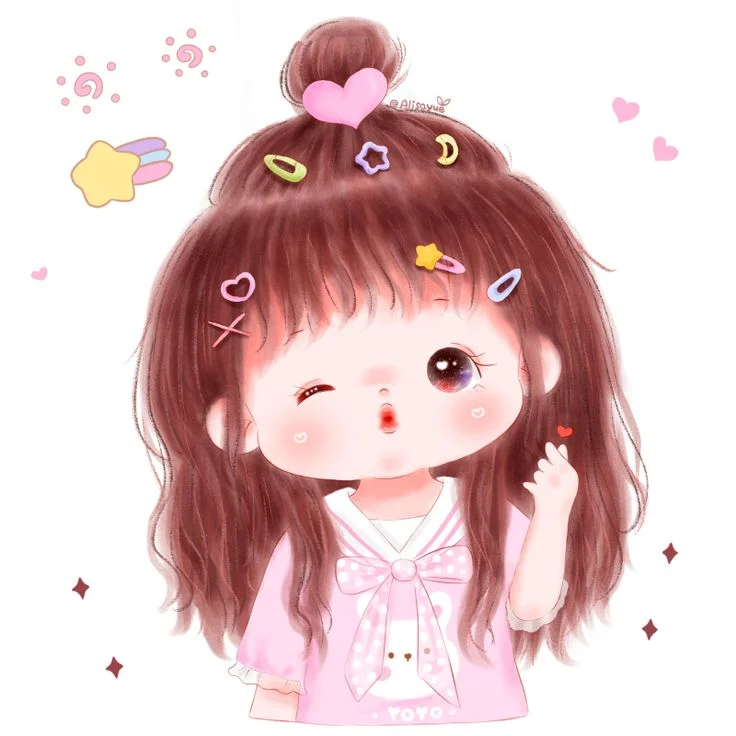 Ảnh dễ thương hoạt hình cô gái nhỏ chibi đáng yêu