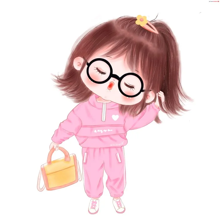 Ảnh dễ thương hoạt hình cô bé đeo kính phong cách chibi