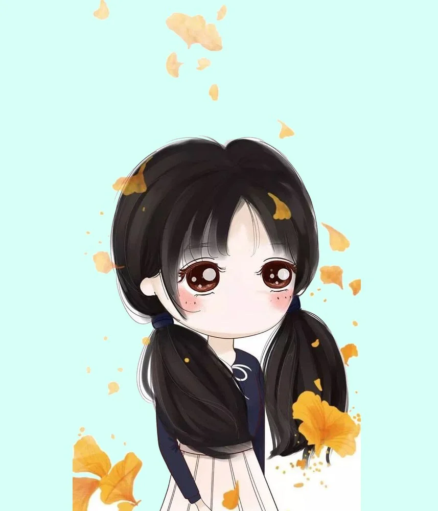 Ảnh dễ thương vẽ nhân vật chibi hoạt hình với tông màu pastel nhẹ nhàng