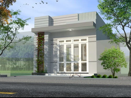Mẫu nhà cấp 4 đơn giản mặt tiền xám trắng lịch lãm
