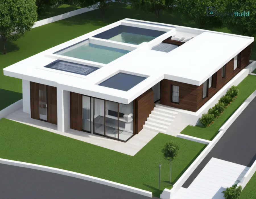 Nhà cấp 4 mái bằng diện tích lớn, đầy đủ tiện nghi, có giếng trời đón nắng