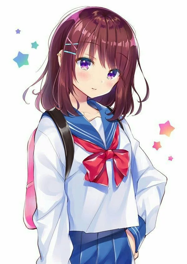 Hình ảnh anime nữ cute mặc đồng phục học sinh